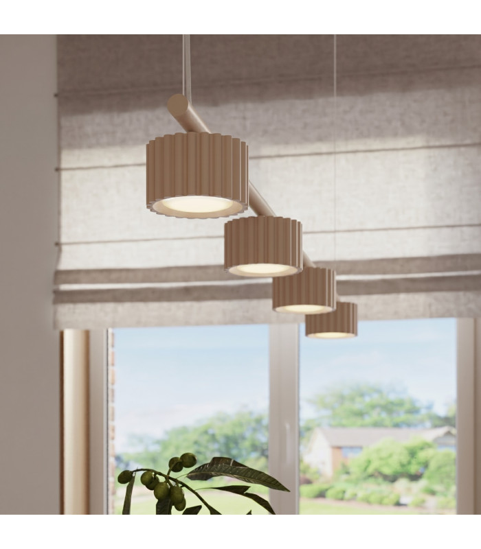 Aura Bar Pendant Ceiling Light Beige 4x GX53-14