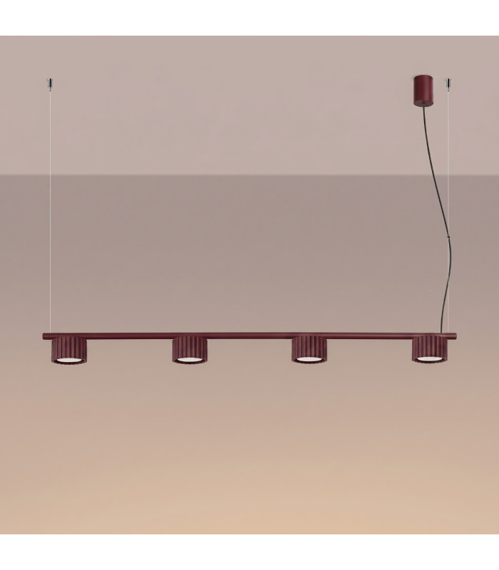 Aura Bar Pendant Ceiling Light Burgundy 4x GX53-3