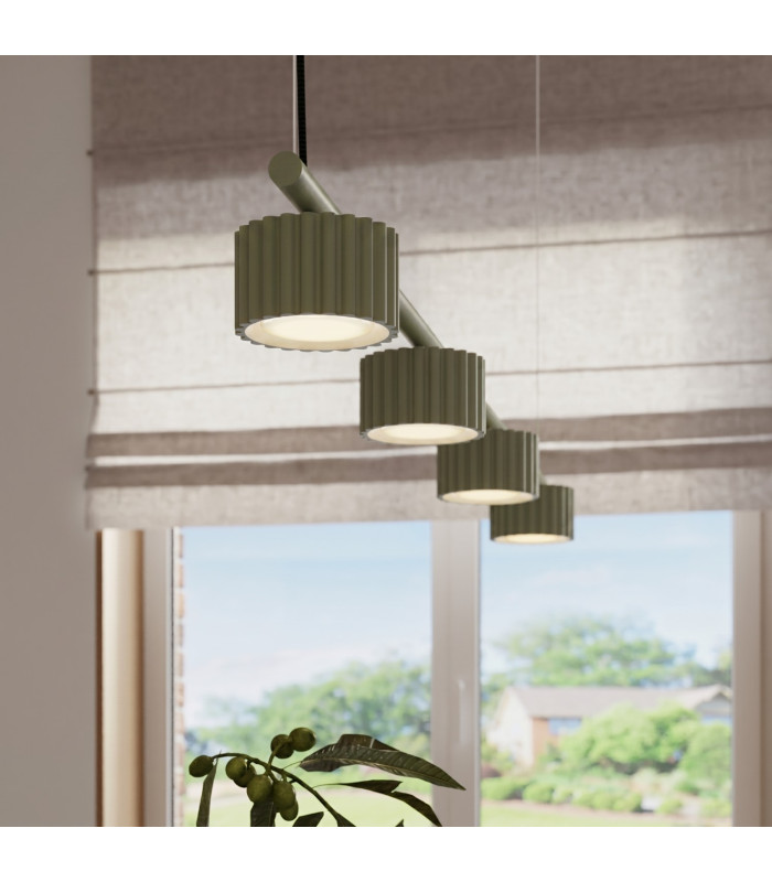 Aura Bar Pendant Ceiling Light Olive Green 4x GX53-14