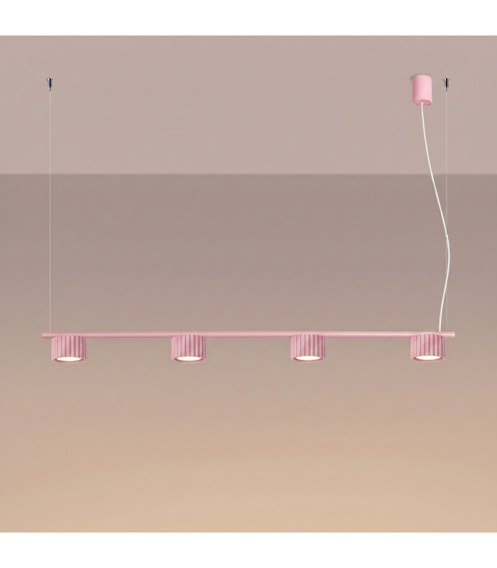 Aura Bar Pendant Ceiling Light Pink 4x GX53-3