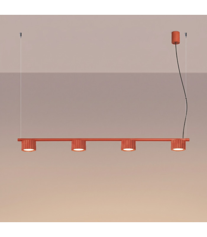 Aura Bar Pendant Ceiling Light Red 4x GX53-3