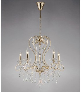Ceiling Pendant Chandelier 5 Light French Gold, Crystal - 2