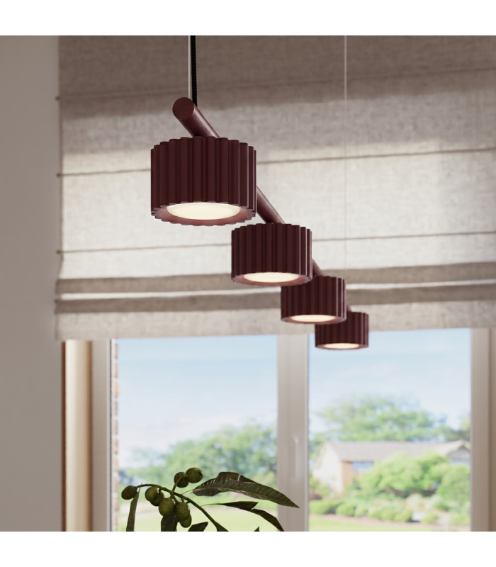 Aura Bar Pendant Ceiling Light Burgundy 4x GX53-14