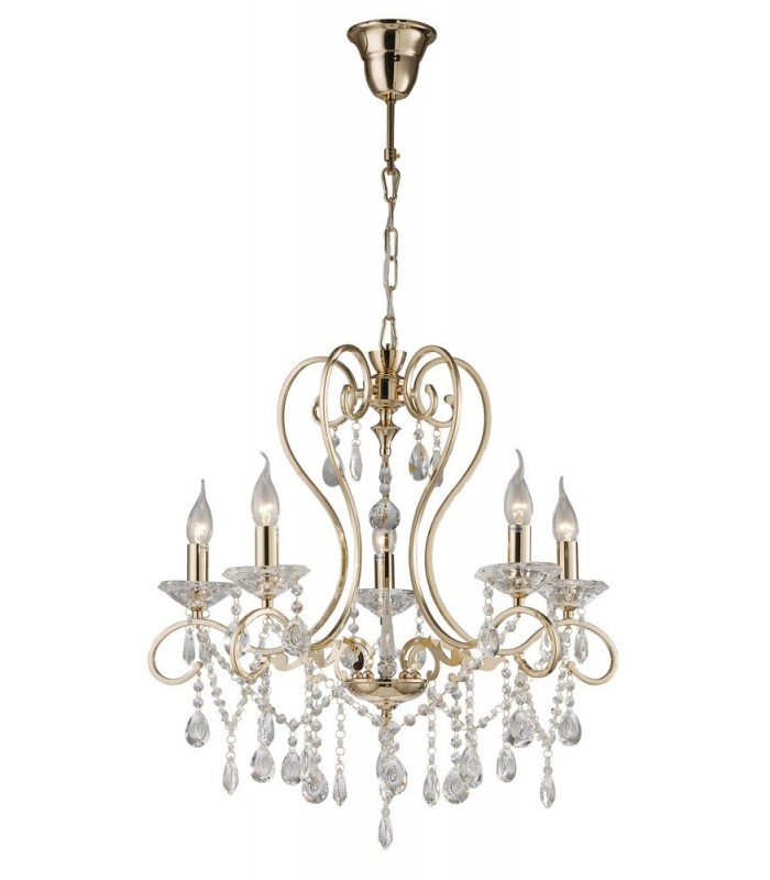 Ceiling Pendant Chandelier 5 Light French Gold, Crystal - 4