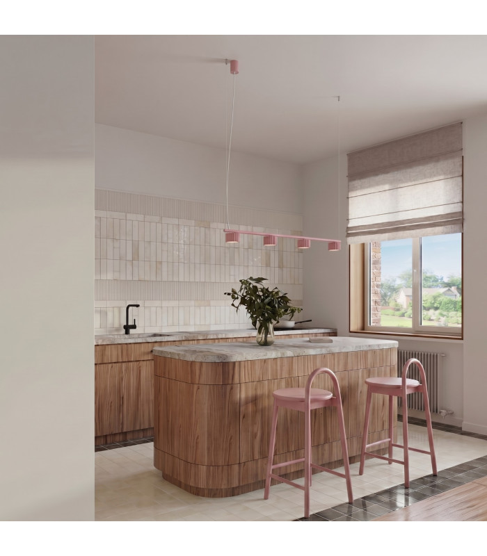 Aura Bar Pendant Ceiling Light Pink 4x GX53-13