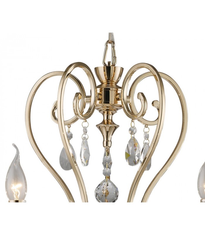 Ceiling Pendant Chandelier 5 Light French Gold, Crystal - 6