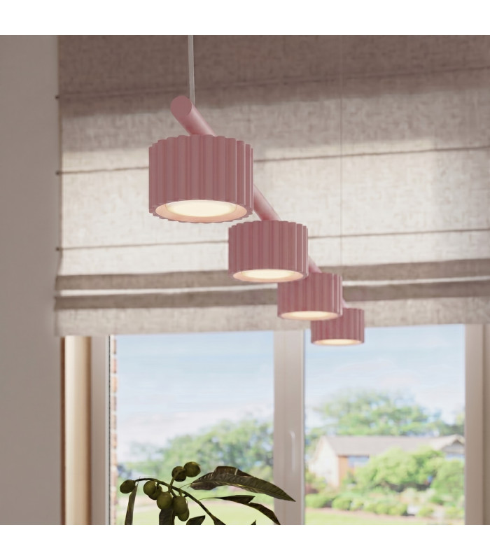 Aura Bar Pendant Ceiling Light Pink 4x GX53-14