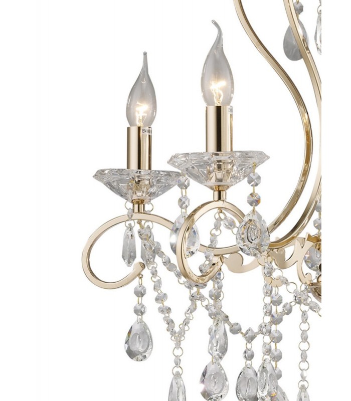 Ceiling Pendant Chandelier 5 Light French Gold, Crystal - 7