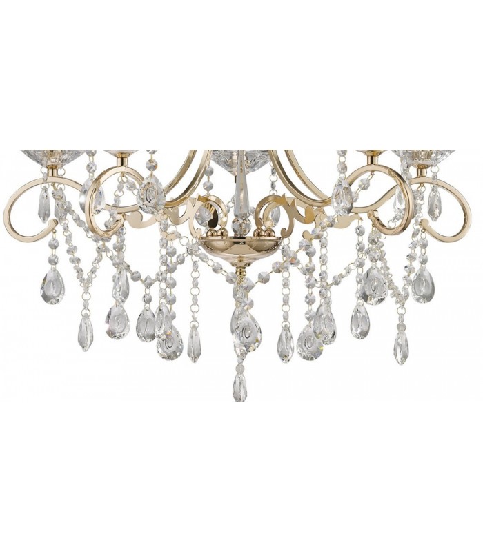 Ceiling Pendant Chandelier 5 Light French Gold, Crystal - 8