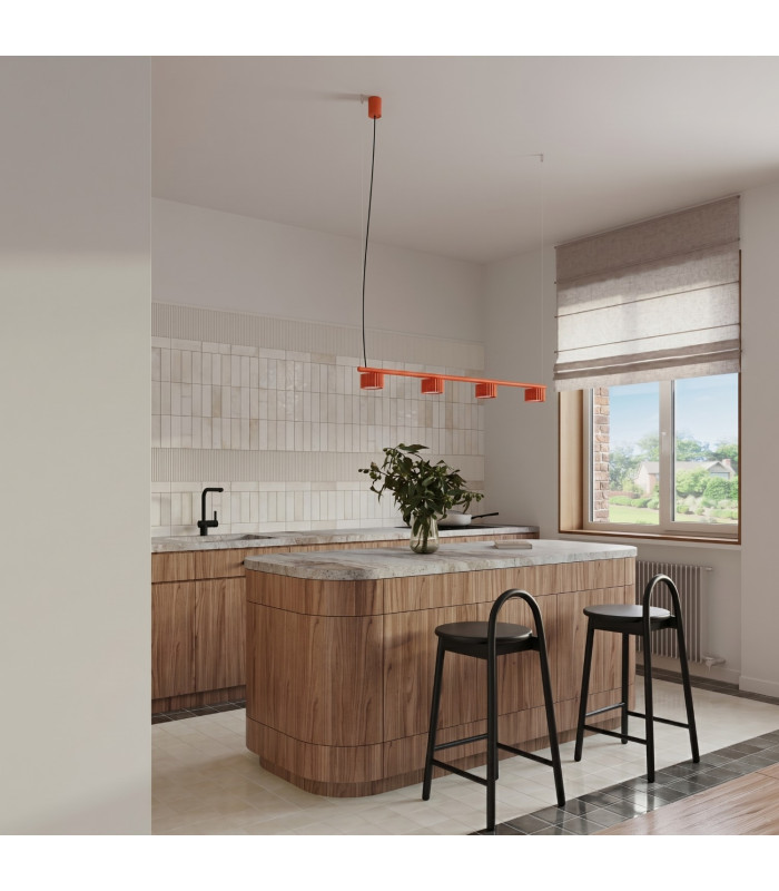 Aura Bar Pendant Ceiling Light Red 4x GX53-13