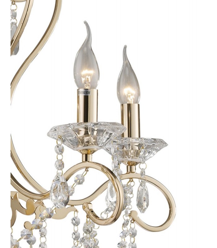 Ceiling Pendant Chandelier 5 Light French Gold, Crystal - 9