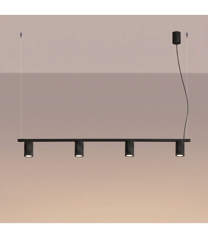 Karbon Bar Pendant Ceiling Light Black 4x GU10-3