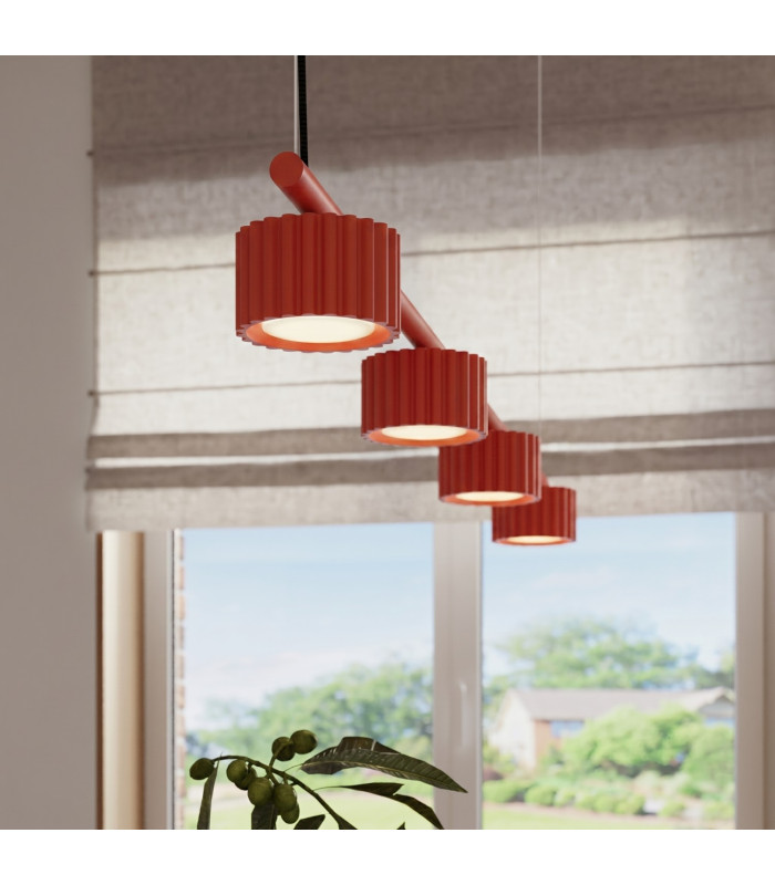 Aura Bar Pendant Ceiling Light Red 4x GX53-14