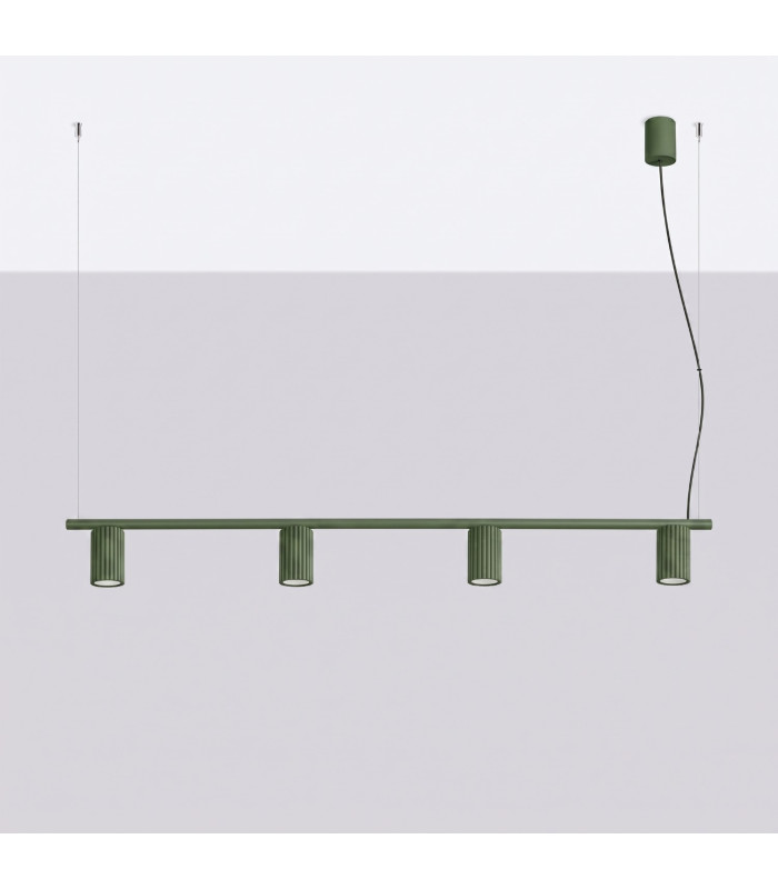Karbon Bar Pendant Ceiling Light Olive Green 4x GU10-2