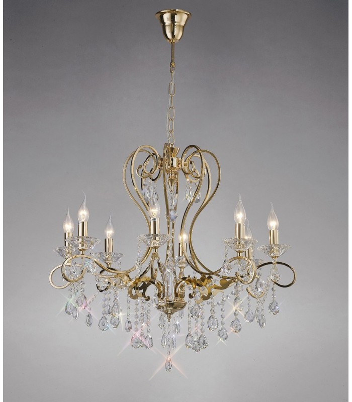 Ceiling Pendant Chandelier 8 Light French Gold, Crystal - 2
