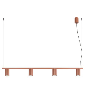 Karbon Bar Pendant Ceiling Light Red Ochre 4x GU10-1