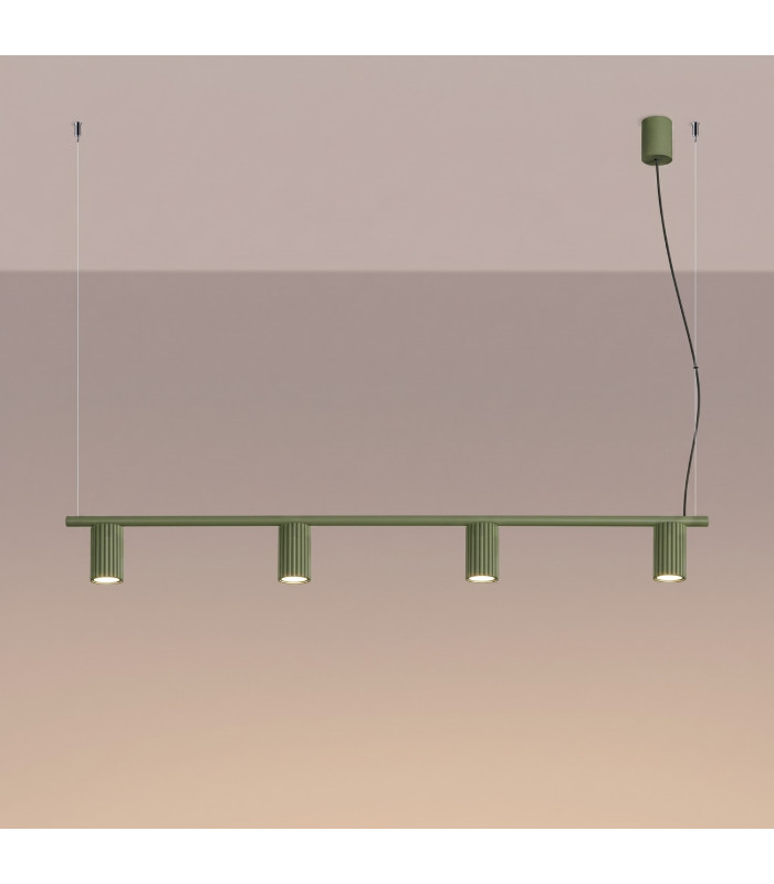 Karbon Bar Pendant Ceiling Light Olive Green 4x GU10-3