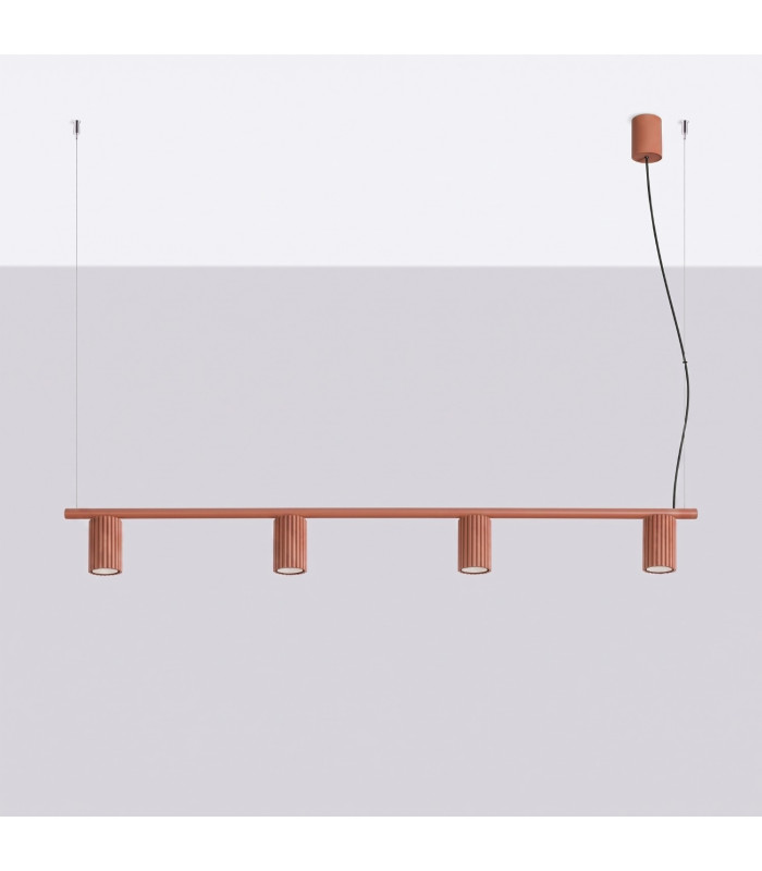 Karbon Bar Pendant Ceiling Light Red Ochre 4x GU10-2