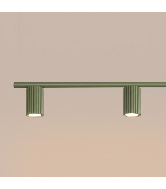 Karbon Bar Pendant Ceiling Light Olive Green 4x GU10-4