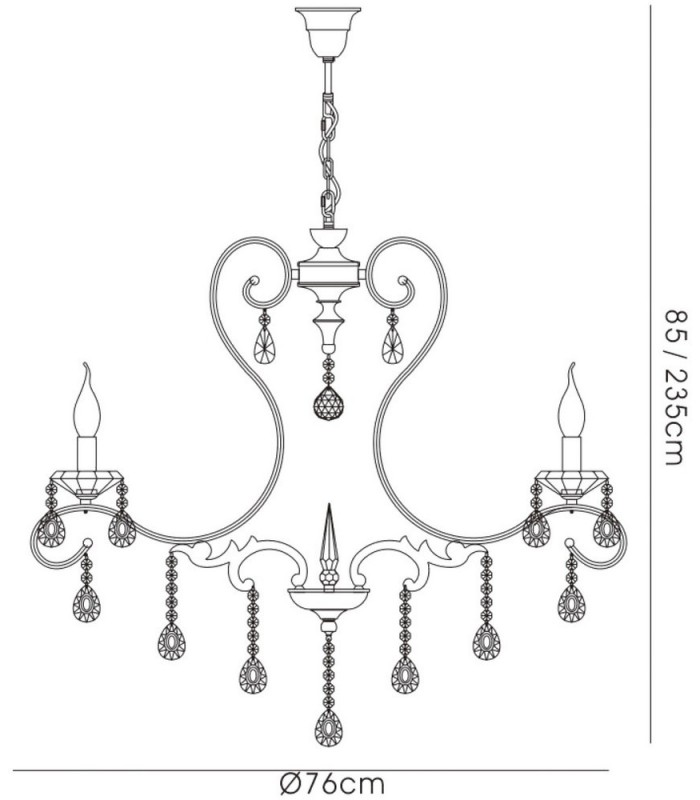 Ceiling Pendant Chandelier 8 Light French Gold, Crystal - 3