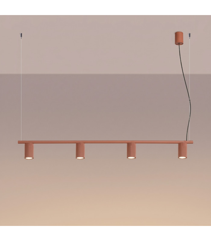 Karbon Bar Pendant Ceiling Light Red Ochre 4x GU10-3
