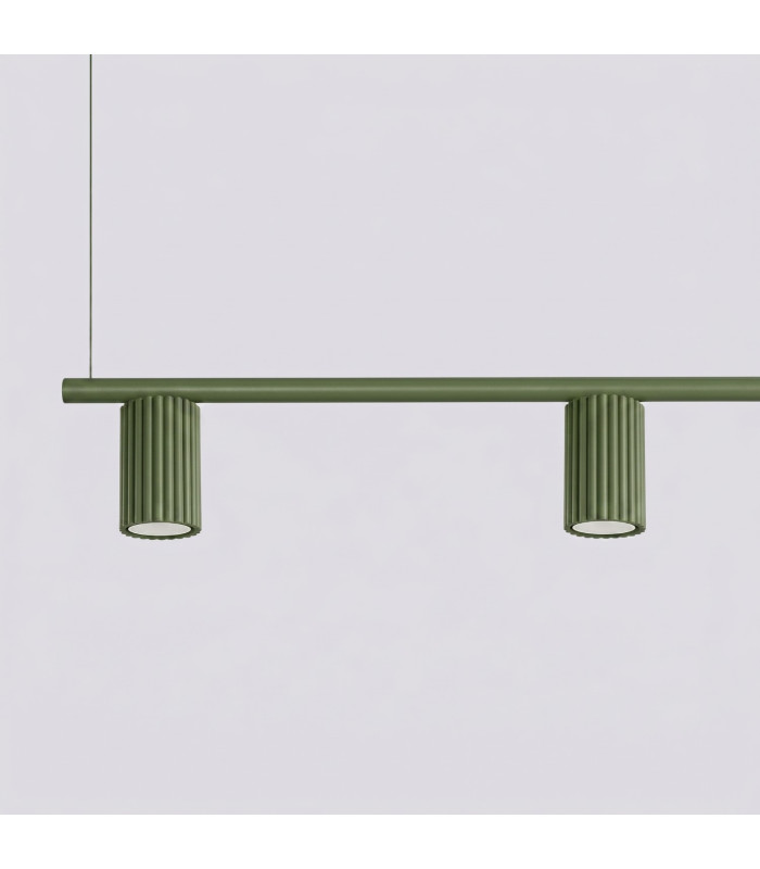 Karbon Bar Pendant Ceiling Light Olive Green 4x GU10-5