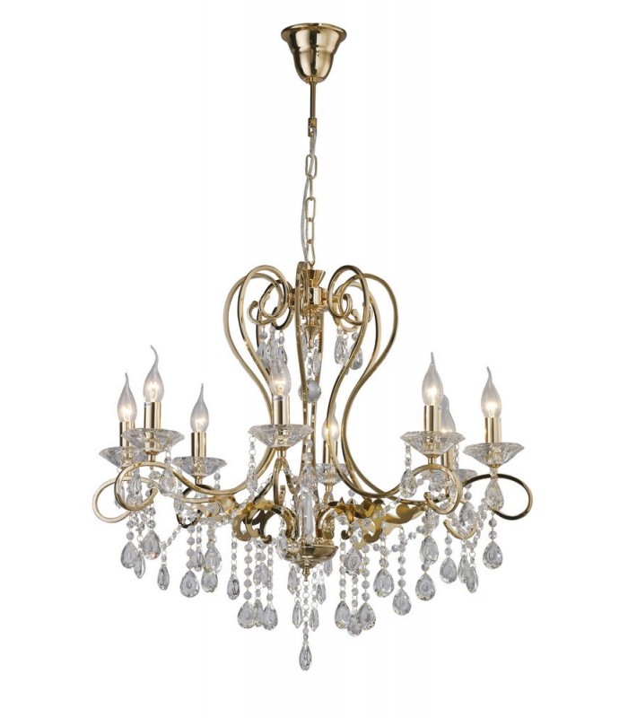 Ceiling Pendant Chandelier 8 Light French Gold, Crystal - 4