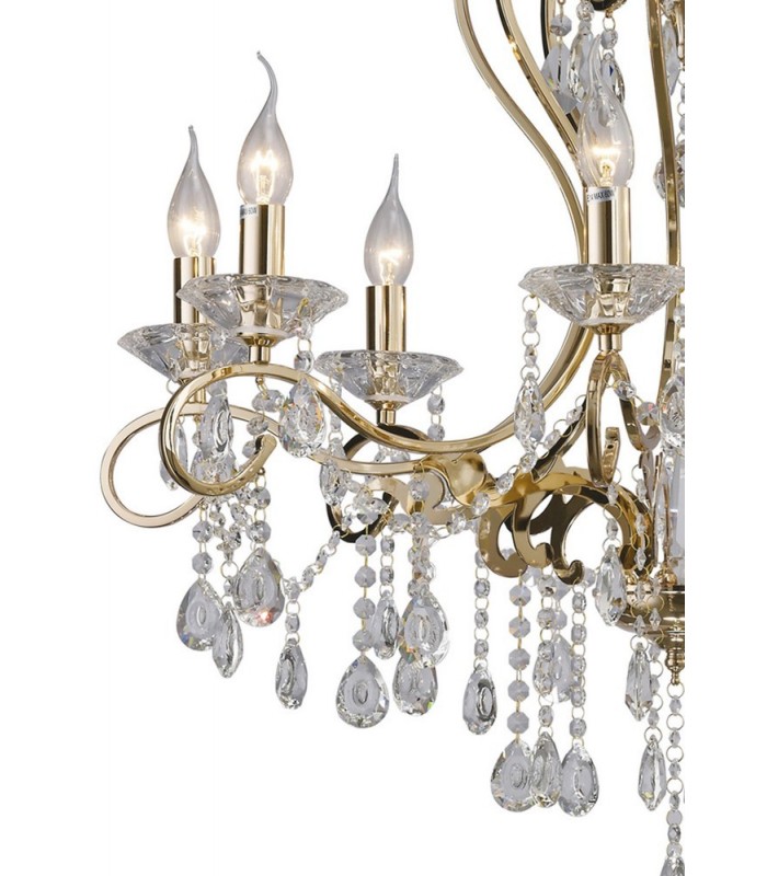 Ceiling Pendant Chandelier 8 Light French Gold, Crystal - 7