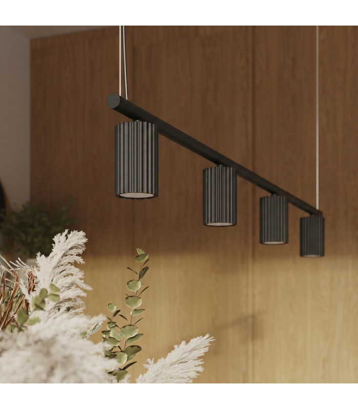 Karbon Bar Pendant Ceiling Light Black 4x GU10-14