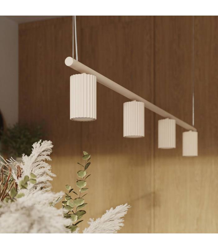 Karbon Bar Pendant Ceiling Light Beige 4x GU10-14