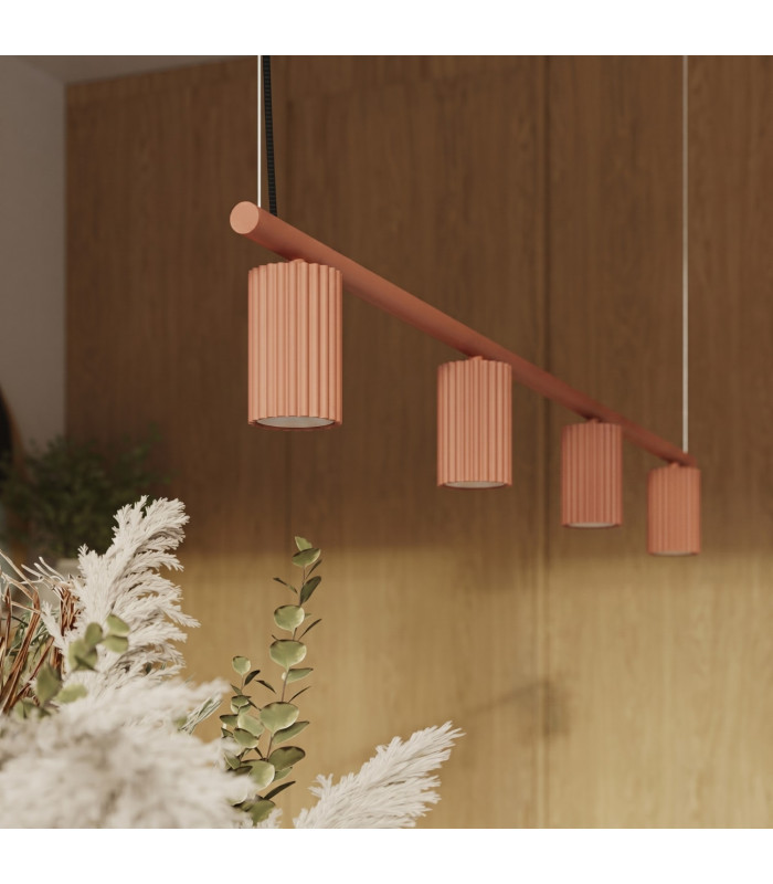 Karbon Bar Pendant Ceiling Light Red Ochre 4x GU10-14