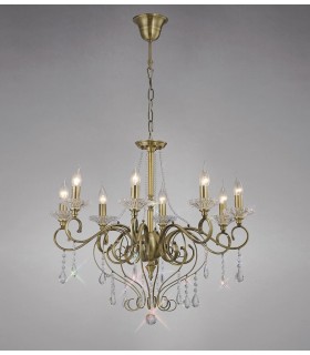 Ceiling Pendant Chandelier 8 Light Antique Brass, Crystal - 2