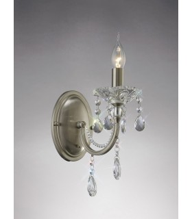 Wall Lamp Switched 1 Candle Light Satin Nickel, Crystal - 2