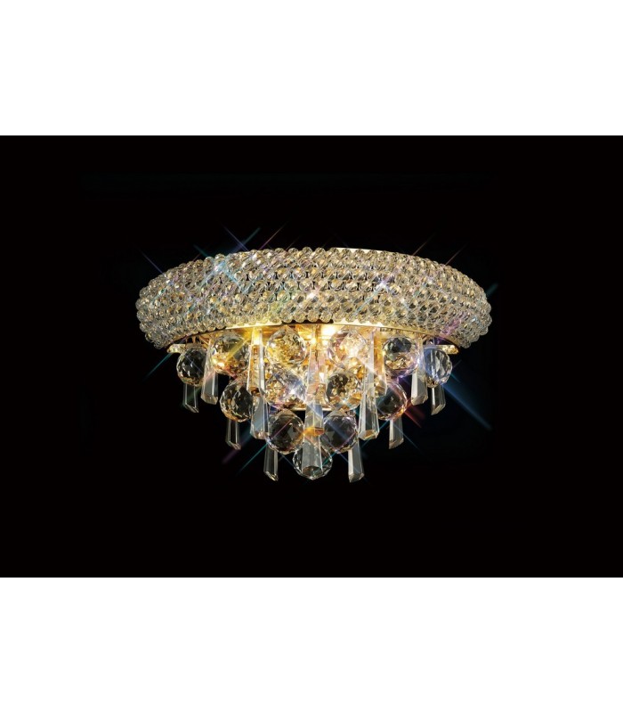 Wall Lamp Small 2 Light French Gold, Crystal - 2