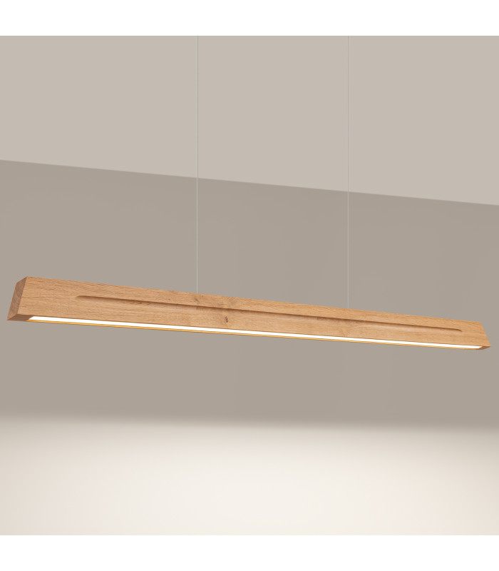 Skog LED 150cm Bar Pendant Ceiling Light Oak 4000K-3