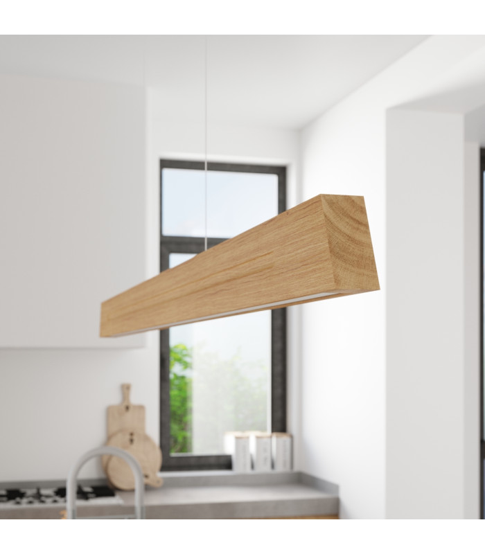 Skog LED 120cm Bar Pendant Ceiling Light Oak 3000K-12