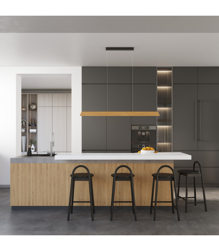 Skog LED 150cm Bar Pendant Ceiling Light Oak 4000K-10