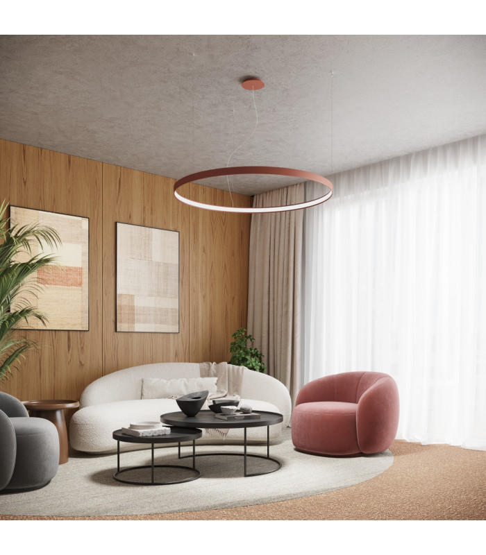 Rio 55cm Integrated LED Pendant Ceiling Light Beige 3000K-12