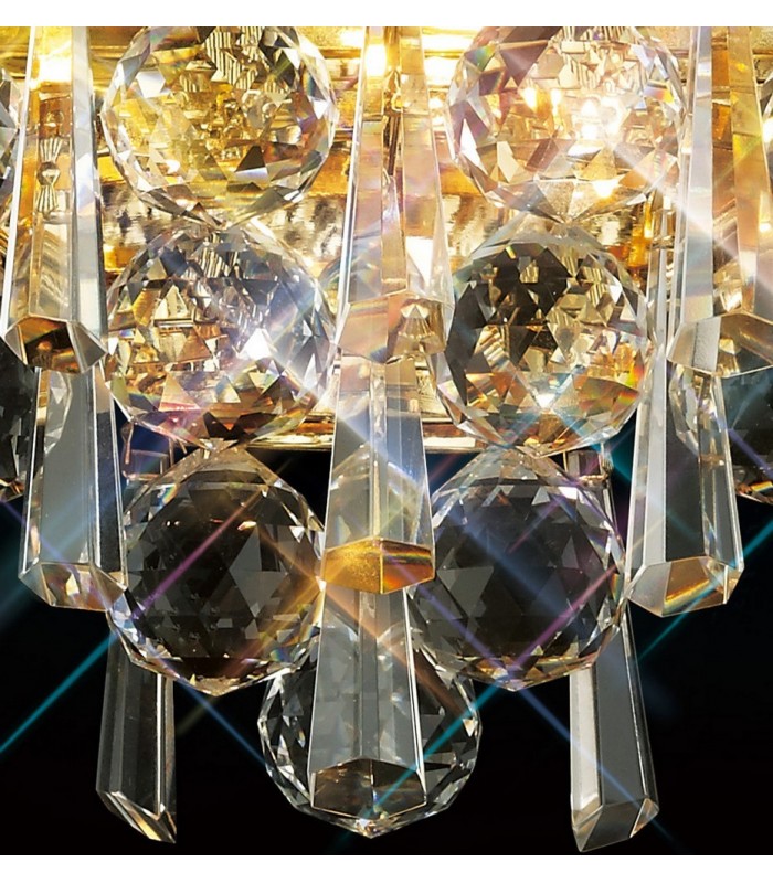 Wall Lamp Small 2 Light French Gold, Crystal - 12