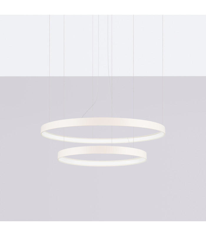 Rio 78cm Twin Ring Integrated LED Pendant Ceiling Light Beige 4000K-2