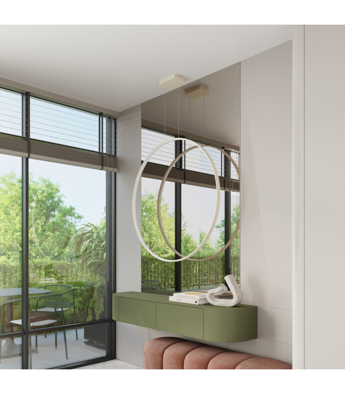 Rio 55cm Verticle Ring Integrated LED Pendant Ceiling Light Beige 3000K-12