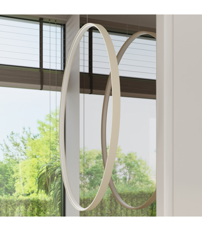 Rio 110cm Verticle Ring Integrated LED Pendant Ceiling Light Beige 3000K-13