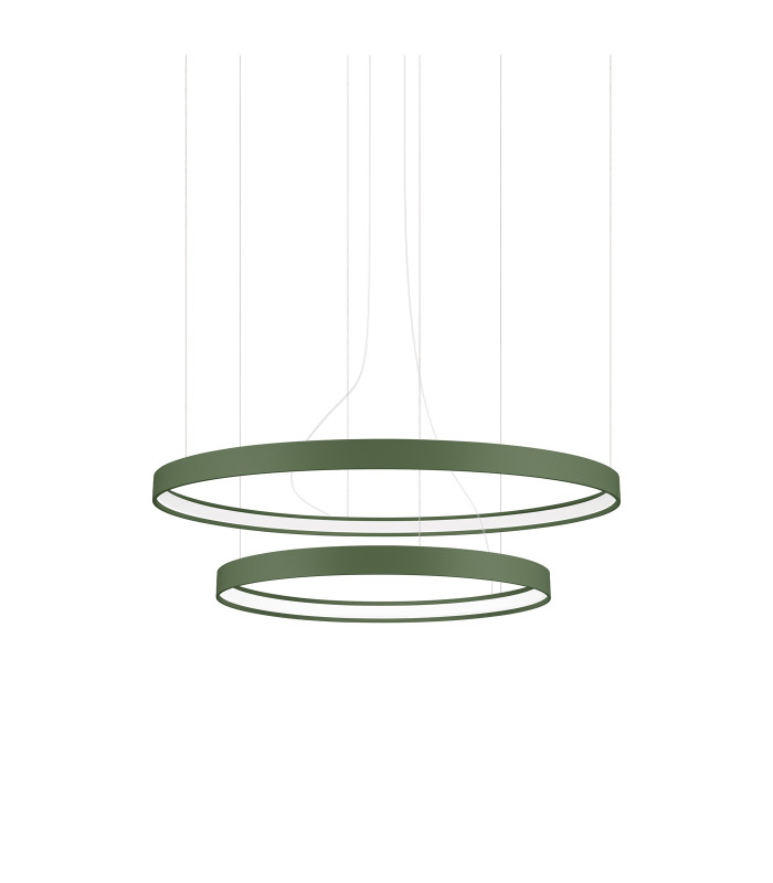 Rio 78cm Twin Ring Integrated LED Pendant Ceiling Light Olive Green 3000K-1