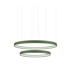 Rio 78cm Twin Ring Integrated LED Pendant Ceiling Light Olive Green 4000K-1