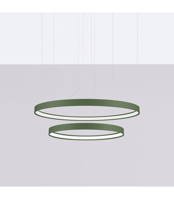 Rio 78cm Twin Ring Integrated LED Pendant Ceiling Light Olive Green 4000K-2