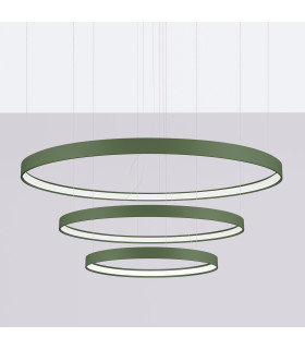 Rio 110cm Triple Ring Integrated LED Pendant Ceiling Light Olive Green 3000K-2