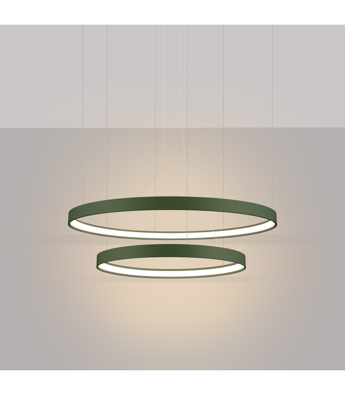 Rio 78cm Twin Ring Integrated LED Pendant Ceiling Light Olive Green 3000K-3