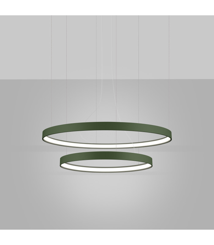 Rio 78cm Twin Ring Integrated LED Pendant Ceiling Light Olive Green 4000K-3