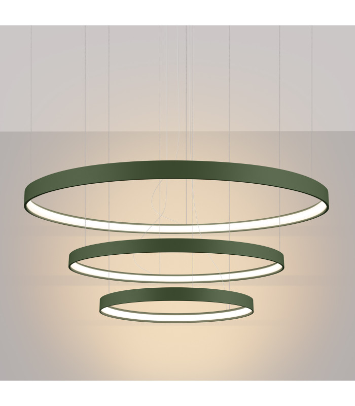 Rio 110cm Triple Ring Integrated LED Pendant Ceiling Light Olive Green 3000K-3
