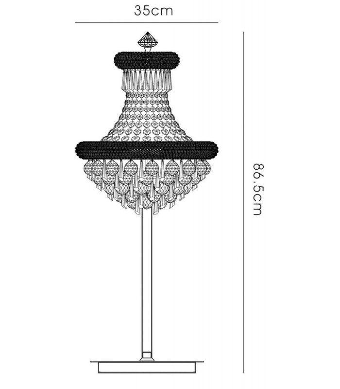 Table Lamp 5 Light French Gold, Crystal - 3
